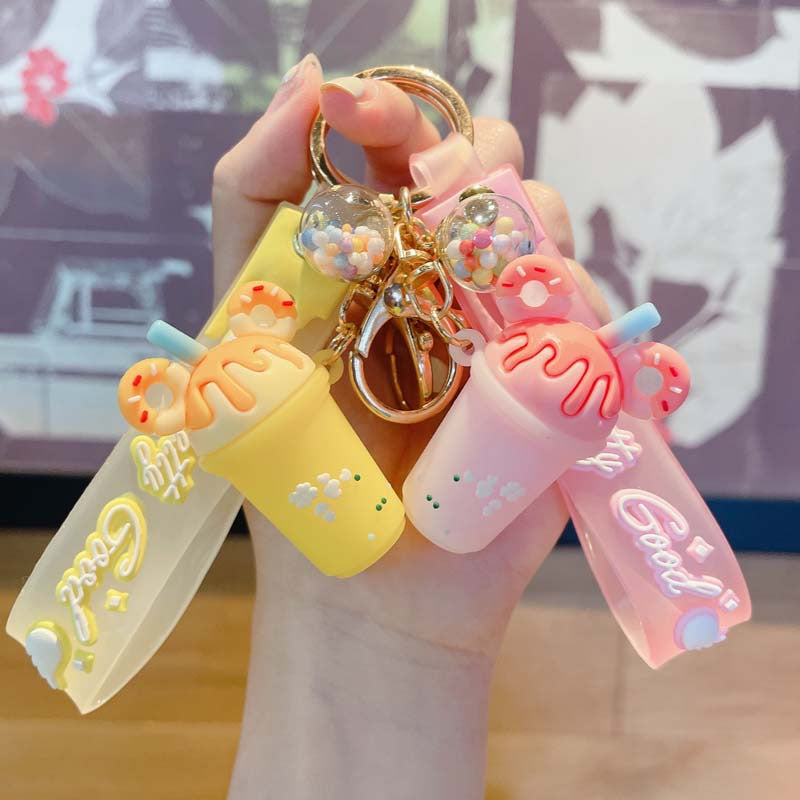 Wholesale Cute Ice Cream Keychain PVC Pendant Fashion Accessory Gift for Girlfriend Car Ornament