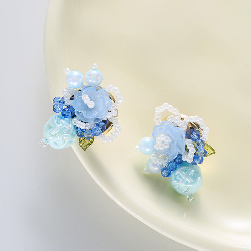 Wholesale  All-match Flower Earrings  Silver Needle Earrings