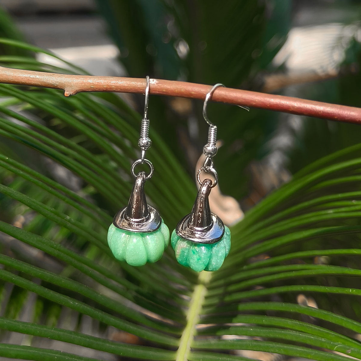 Wholesale Natural Stone Crystal Pumpkin Earrings Halloween Jewelry