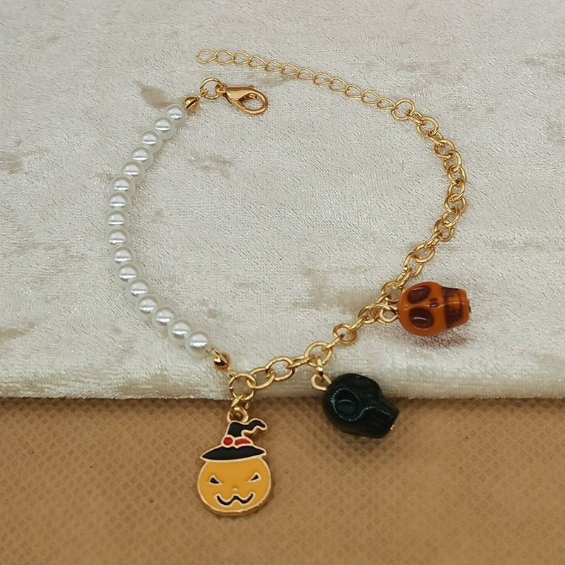 Wholesale Ghost Bat Pumpkin Skull Pendant Halloween Beaded Bracelet ACC-BT-Haol012