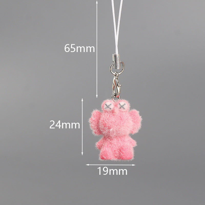 Wholesale Cute mini flocked puppy and bear mobile phone chain