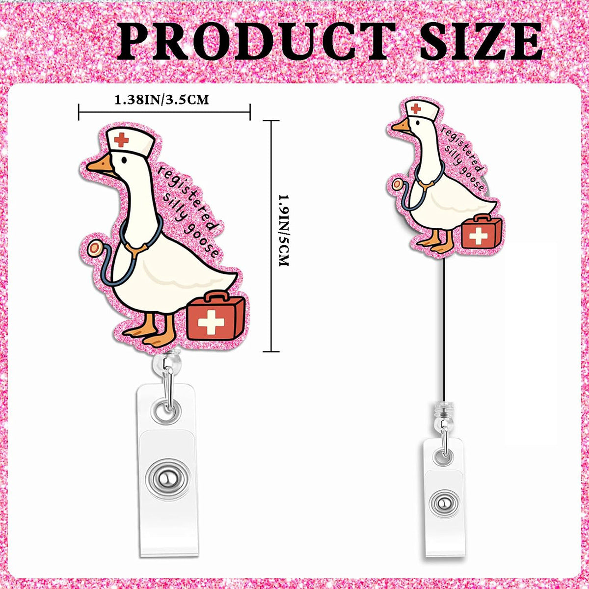 Wholesale Retractable Acrylic Pink Goose Rotating Badge Reels