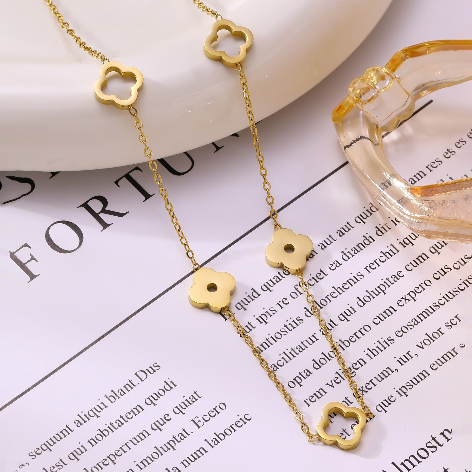 Wholesale Steel Titanium Four-Leaf Clover Necklace ACCVIP