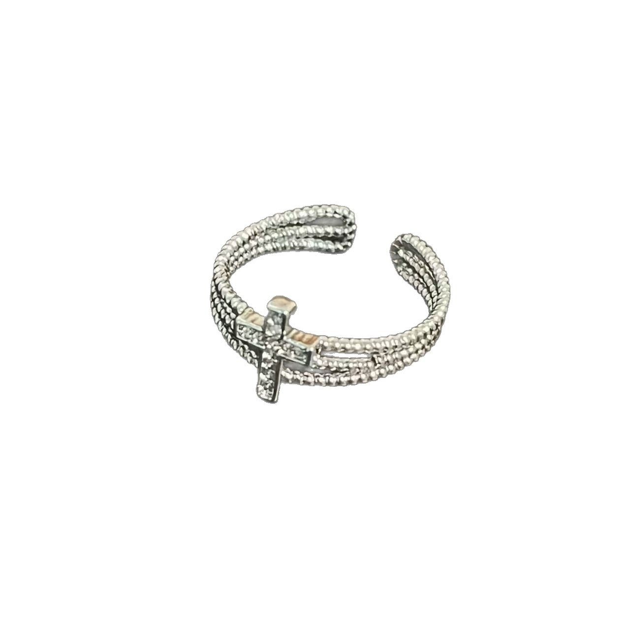 Wholesale Retro Cross Ring Silver Punk Open Ring Fashion Jewelry Accessory Gift