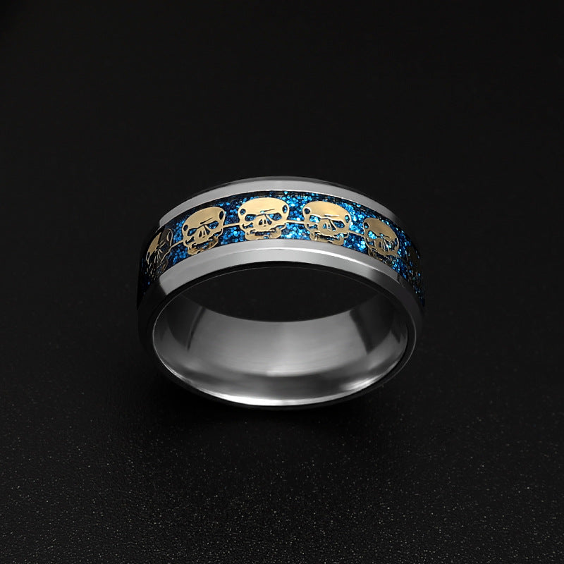 Wholesale Halloween Punk Style Sequin Skull Stainless Steel Rings ACC-RS-Banlan002