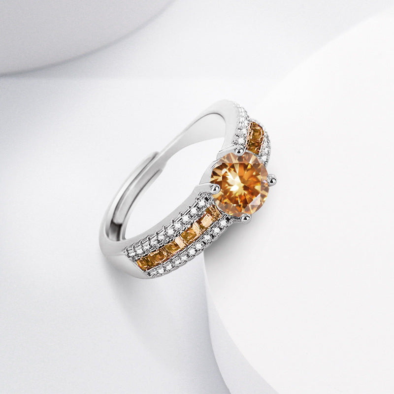 Wholesale Copper-plated ring with blue spinel and colorful cubic zirconia stones
