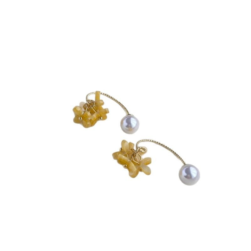 Wholesale Osmanthus Yellow Flower Pearl Earrings