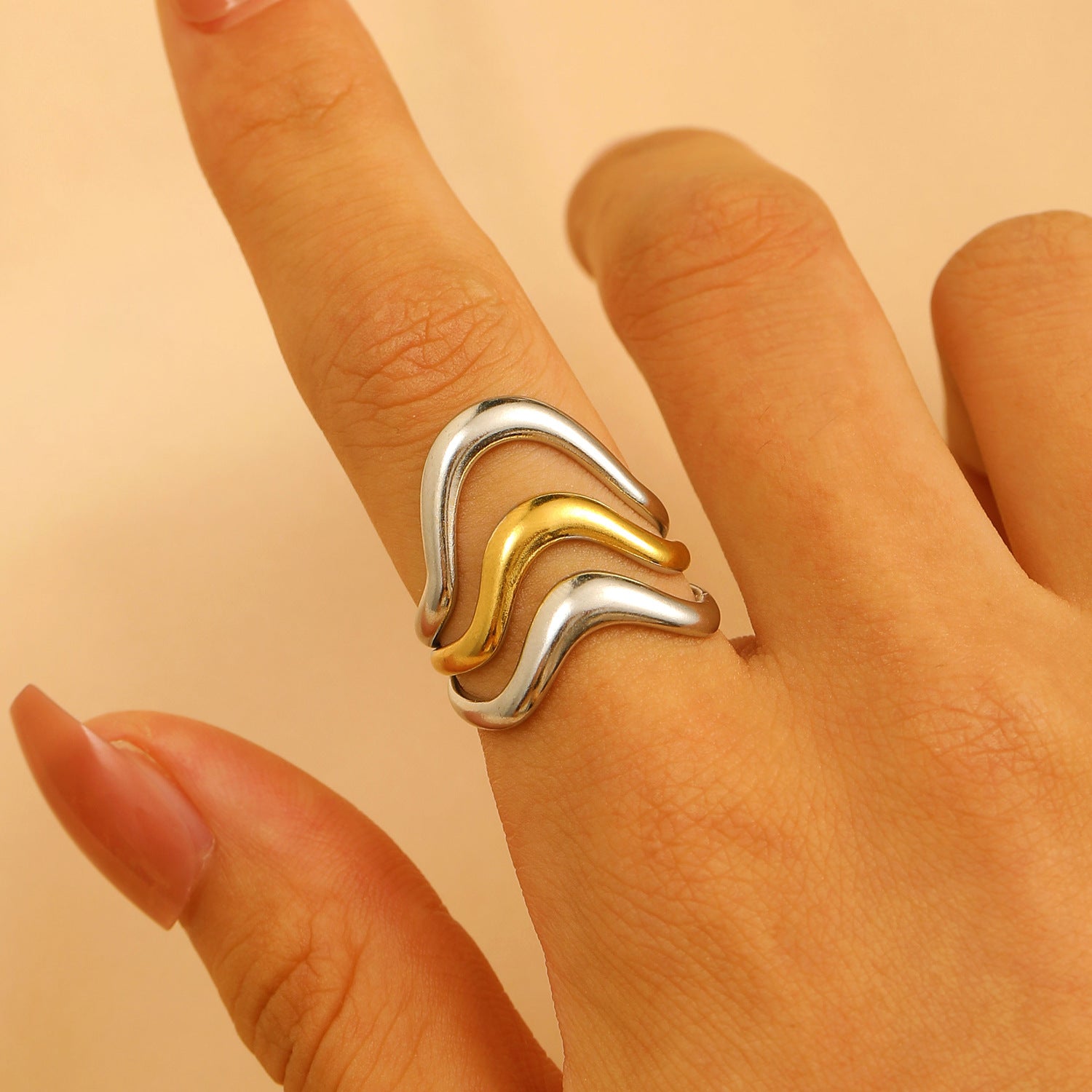 Wholesale Water Wave Open Hydraulic Stainless Steel Ring