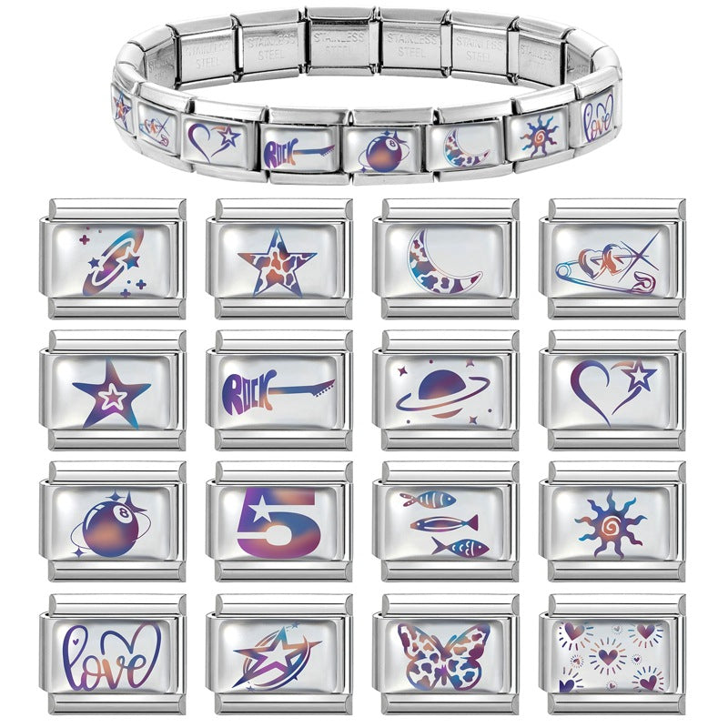 Wholesale 9mm Italian Charm Starter Bracelets DIY square Single Section Creative Stainless Steel Composable Bracelet