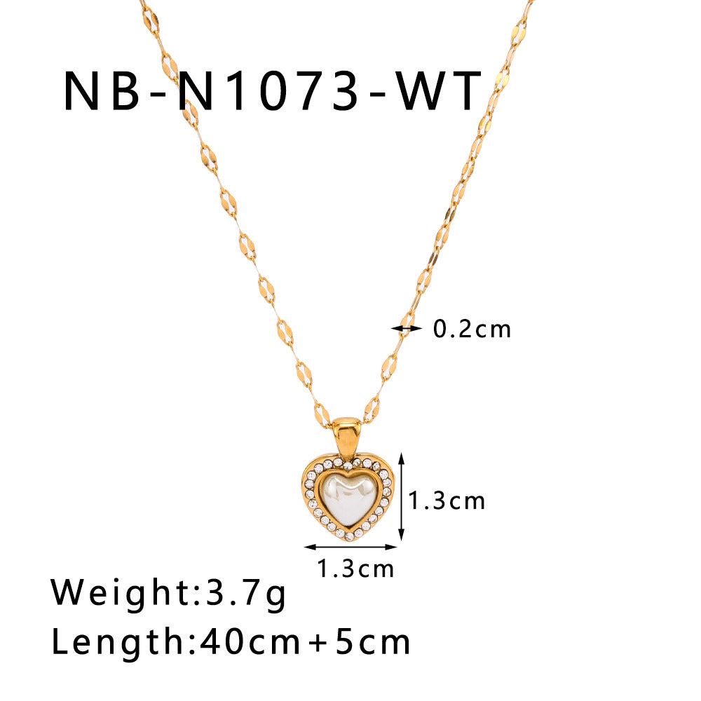Wholesale  Stainless steel love-shaped necklace oil drop clavicle chain