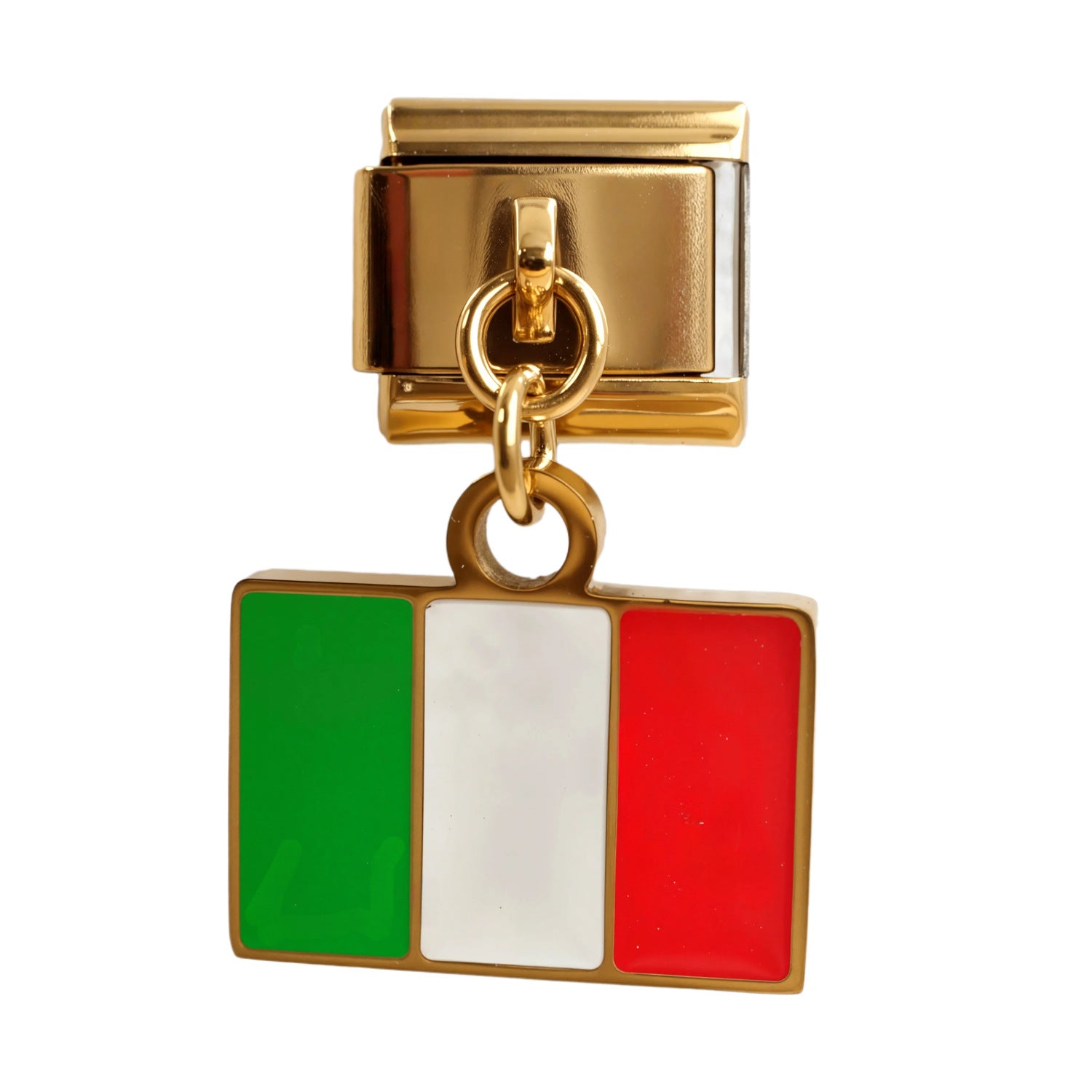 Wholesale 5PCS Italian Charm Bracelet Gold Flag Pendant Stylish Stainless Steel Jewelry Accessory