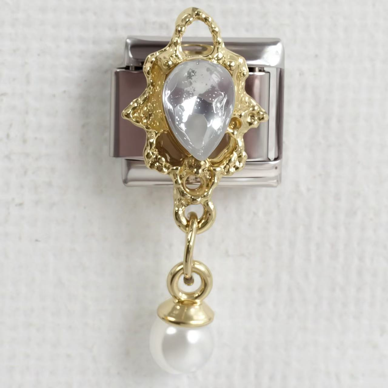 Wholesale 5pcs/ pack Makeup &  Accessories Enamel Italian Charms Single Section Creative Stainless Steel Composable Bracelet