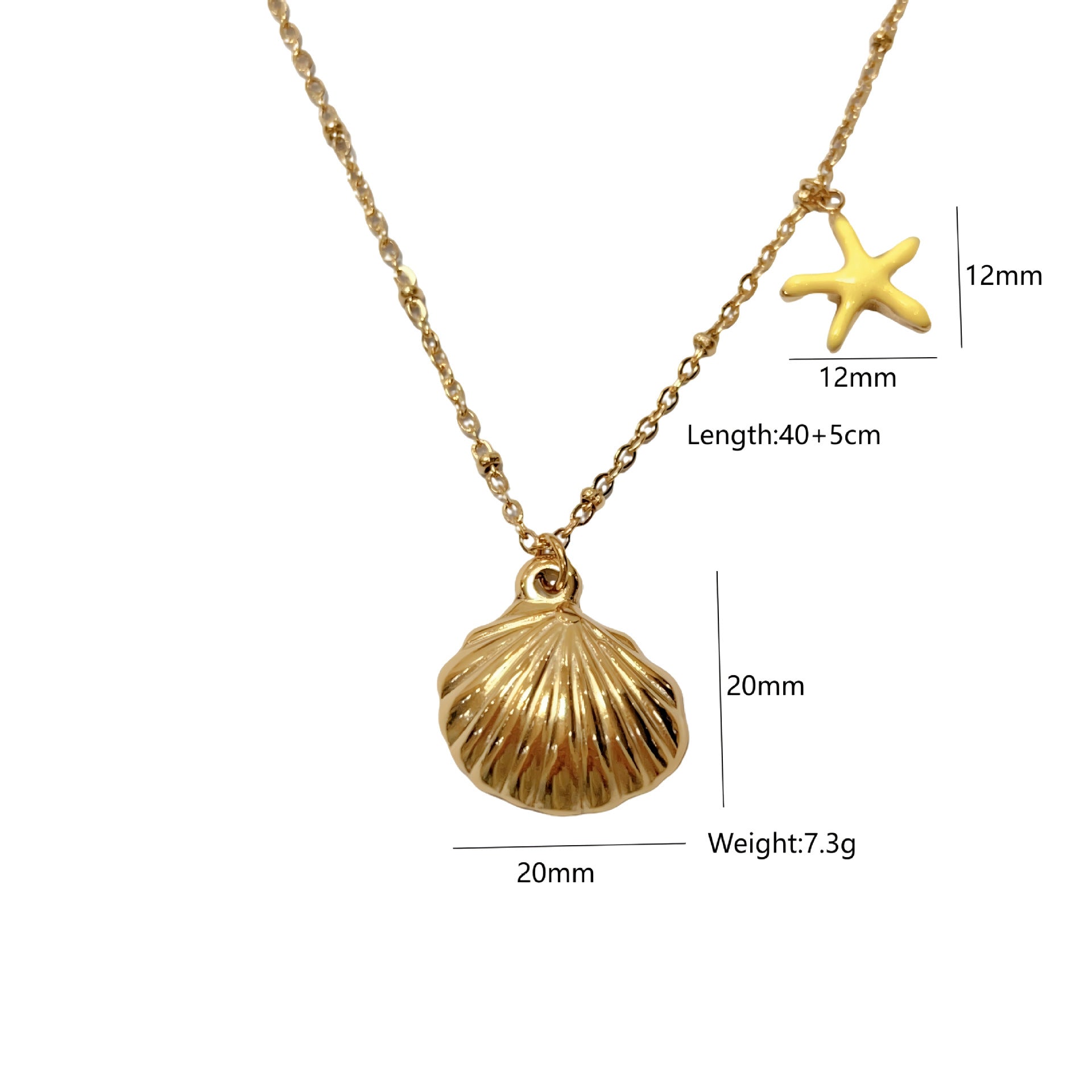 Wholesale marine elements series personality simple starfish turtle color shell pendant stainless steel necklace