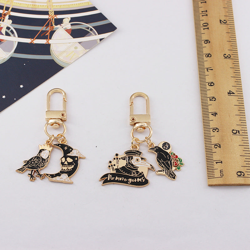 Wholesale Punk Style Halloween Bird Mouth Oil Dripping Alloy Keychain ACC-KC-QiChen007