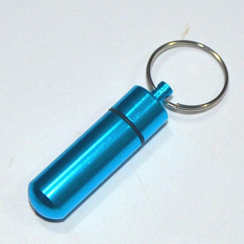 Wholesale Portable Outdoor Waterproof Sealed Aluminum Alloy Pill Bottle Keychain ACC-KC-KaBiao005