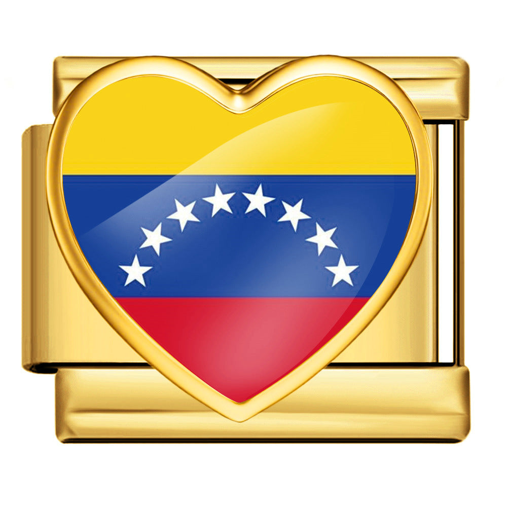 Wholesale Heart-Shaped Flag Pattern Stainless Steel Bracelet Strap Chain Fashion Accessory Gift