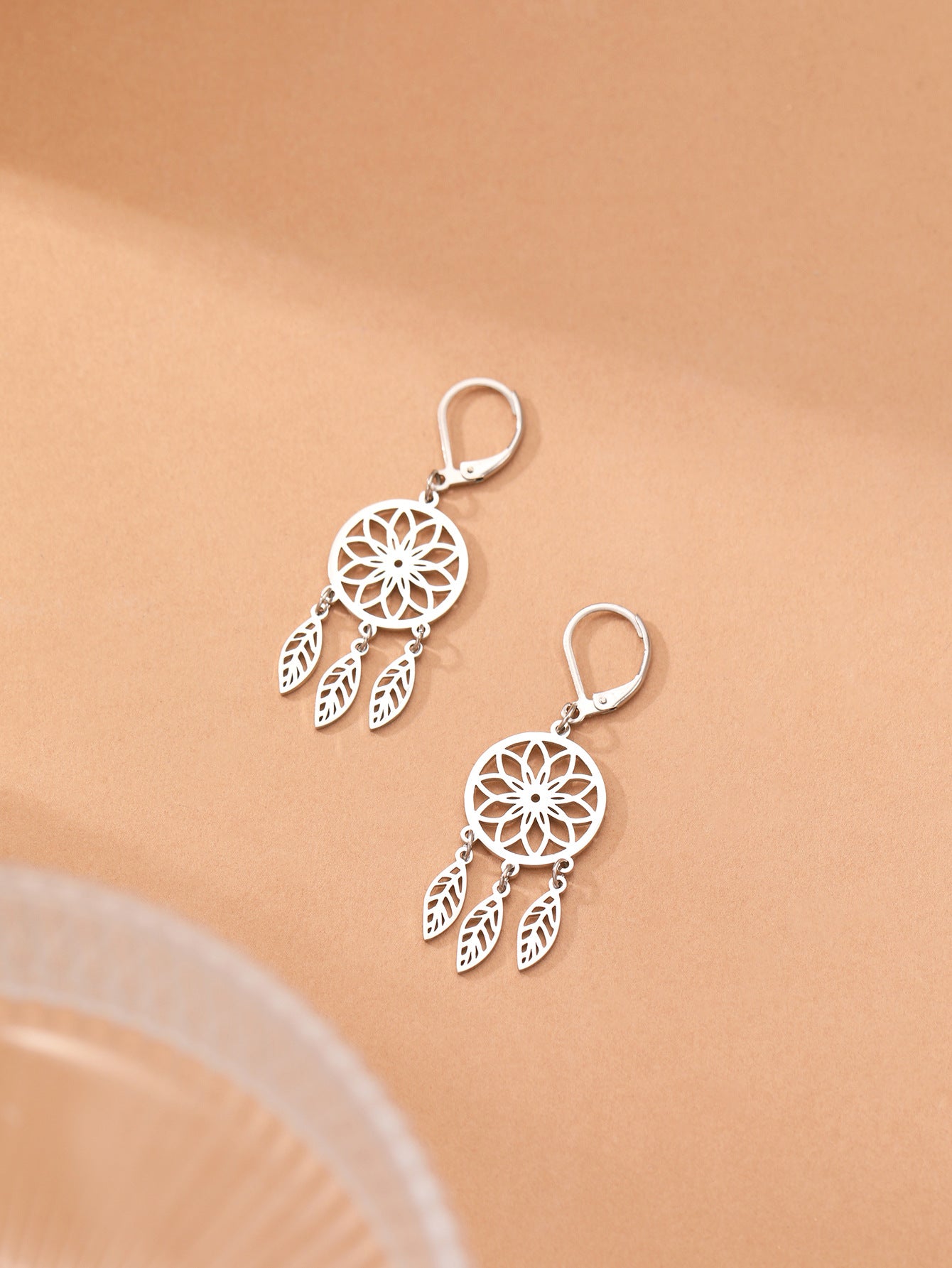 Wholesale Stainless Steel Geometric Hollow Out Earrings Trendy Everyday Jewelry Accessory For Boutique Resale