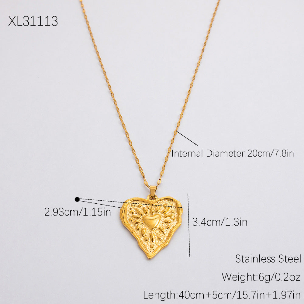 Wholesale Heart-shaped Stainless Steel Necklace 18K Gold Plated Light Luxury Choker Necklaces ACC-NE-YuHui008