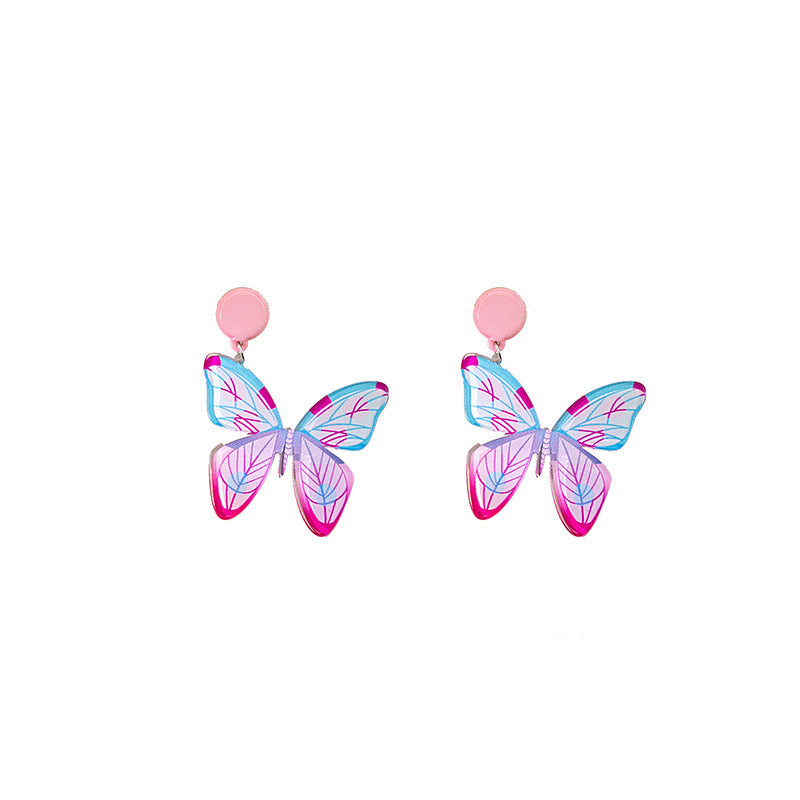 Wholesale Oil painting blue flower minimalist fresh graffiti acrylic summer earrings