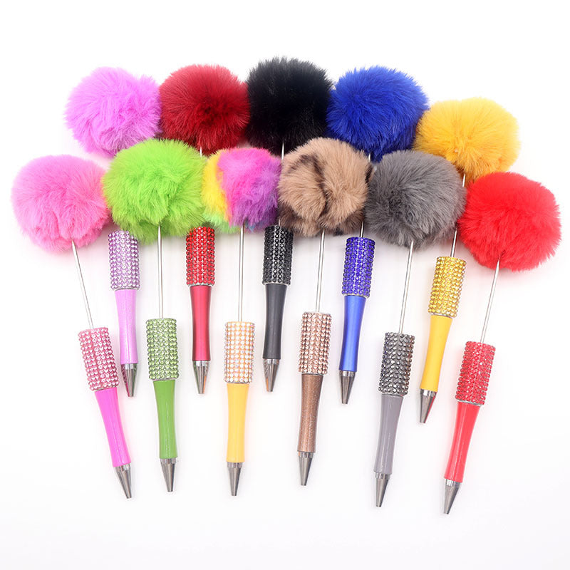 Wholesale Beadable Pens Rhinestone Pom Pom Ball DIY Beaded Pen ACC-PN-CY005