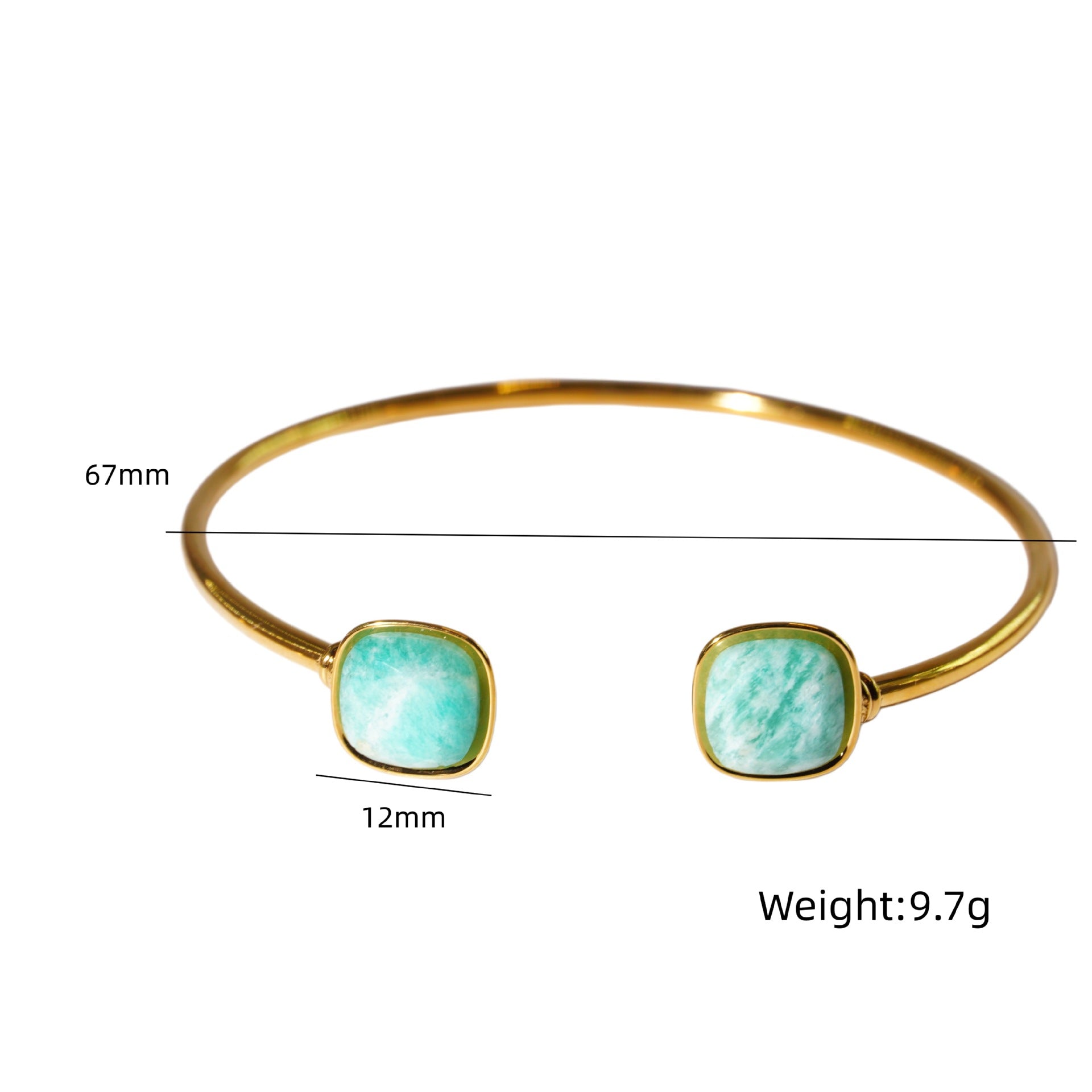 Wholesale Modern Minimalist Double Gemstone Inlaid Stainless Steel Open Bracelet Fashion Accessory Boutique Resale Gift