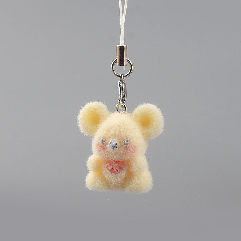 Wholesale Resin Flocking Cute Three-Dimensional  Keychain