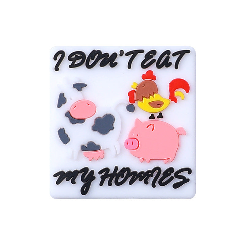 Wholesale of 20pcs Happy Birthday Silicone Beads for Cows and Pets Focal Beads ACC-BDS-HCX001