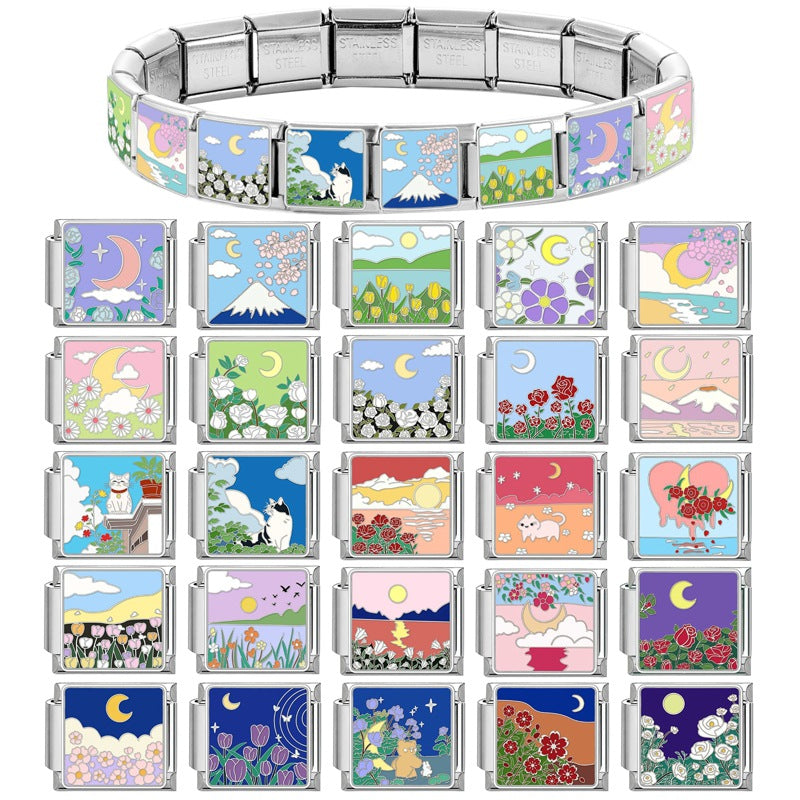 Wholesale Italian Charm Bracelet 9mm DIY Splicing Cute Creative Pendant Stainless Steel Composable Bracelet