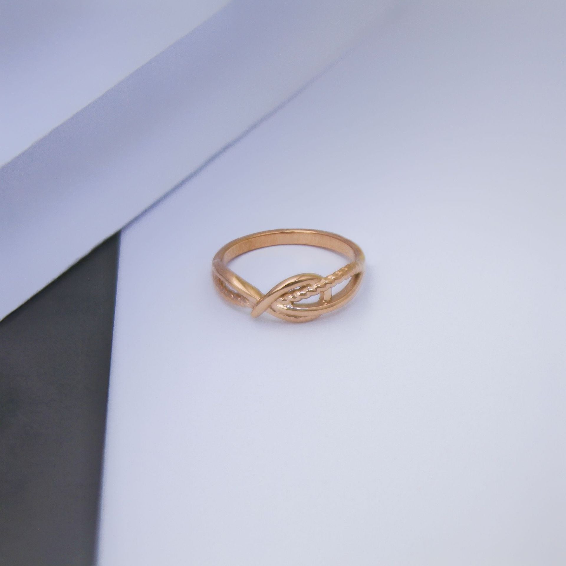 Wholesale Stainless Steel Ring with Geometric Knot Design