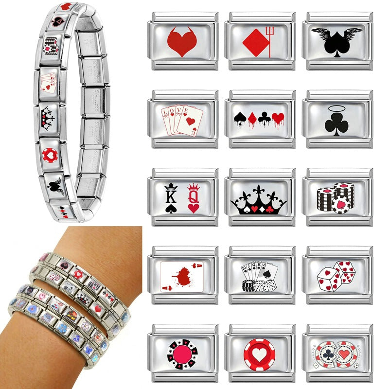 Wholesale Stainless Steel Poker Element DIY Modular Bracelet Accessory Jewelry Supply