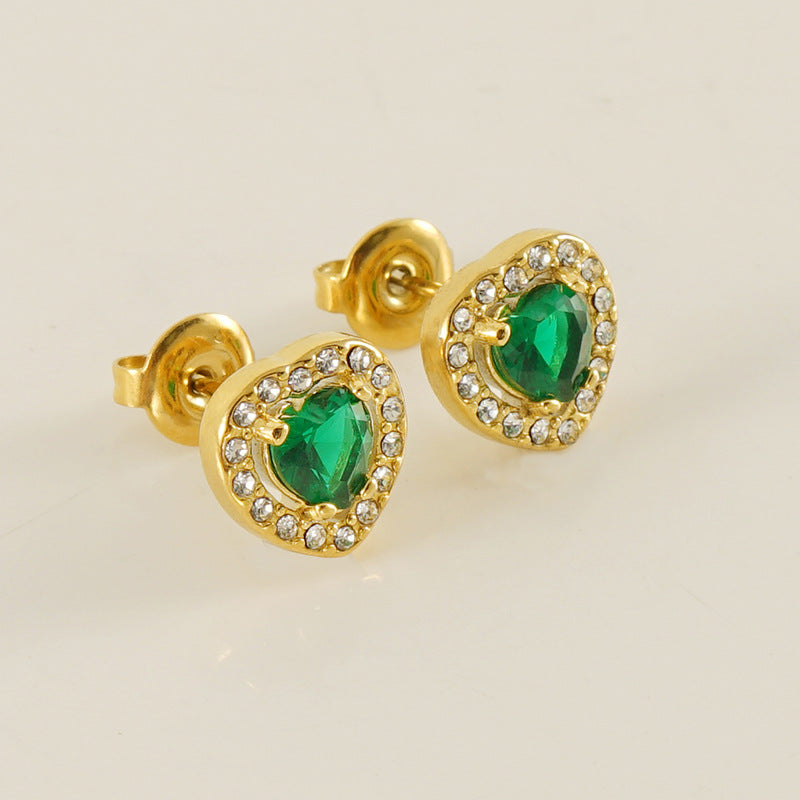Wholesale Stainless Steel Diamond-encrusted Zircon Love Earrings