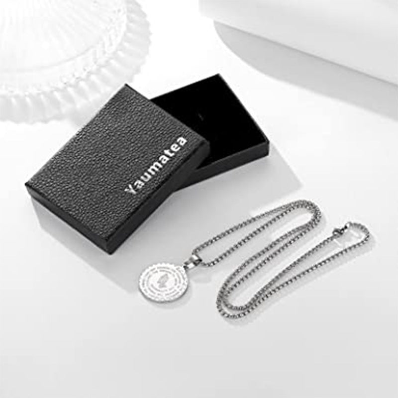 Wholesale  List Prayer Coin Prayer Necklace Stainless Steel Pendant Snake Bone Chain