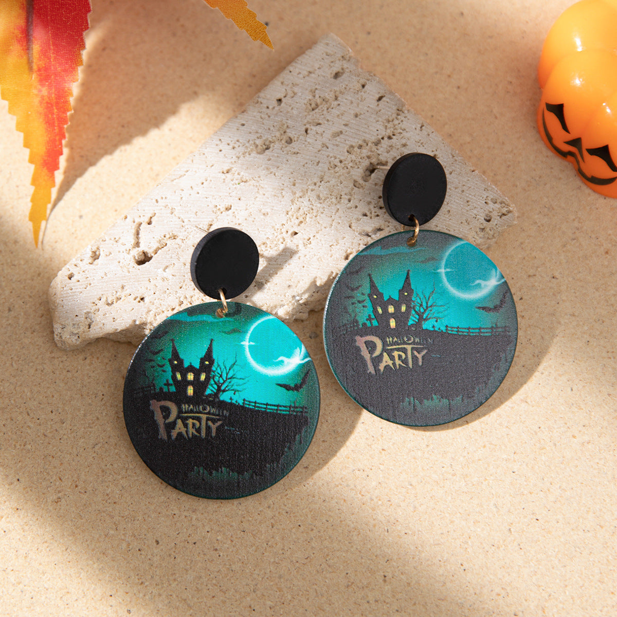 Wholesale Halloween Ghost Earrings  Bat Resin Funny Distinctive Earrings