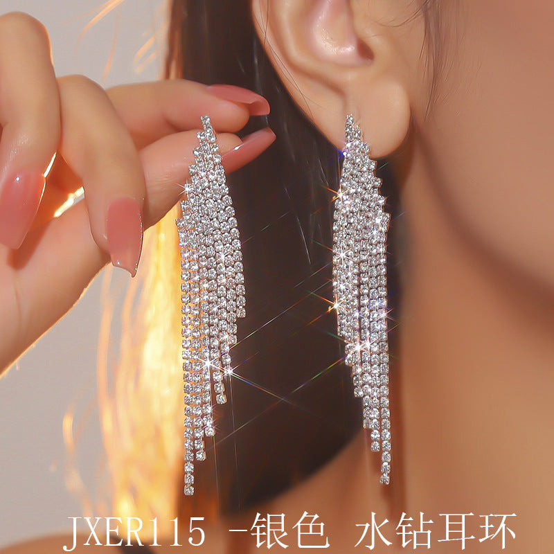 Wholesale Exaggerated  tassel diamond earrings