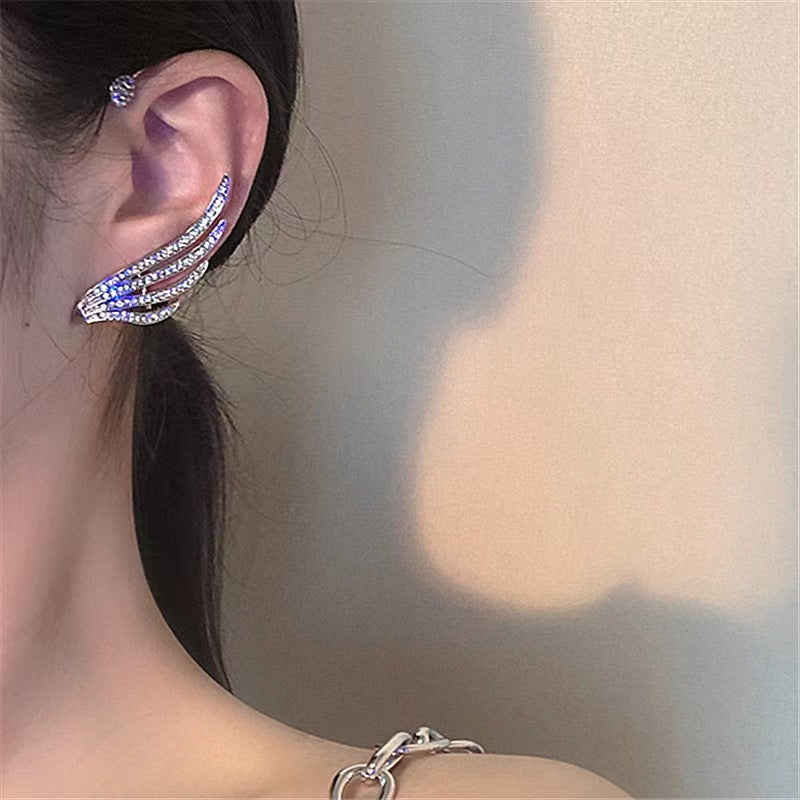 Wholesale Flash Diamond Wings Ear Clip Earrings