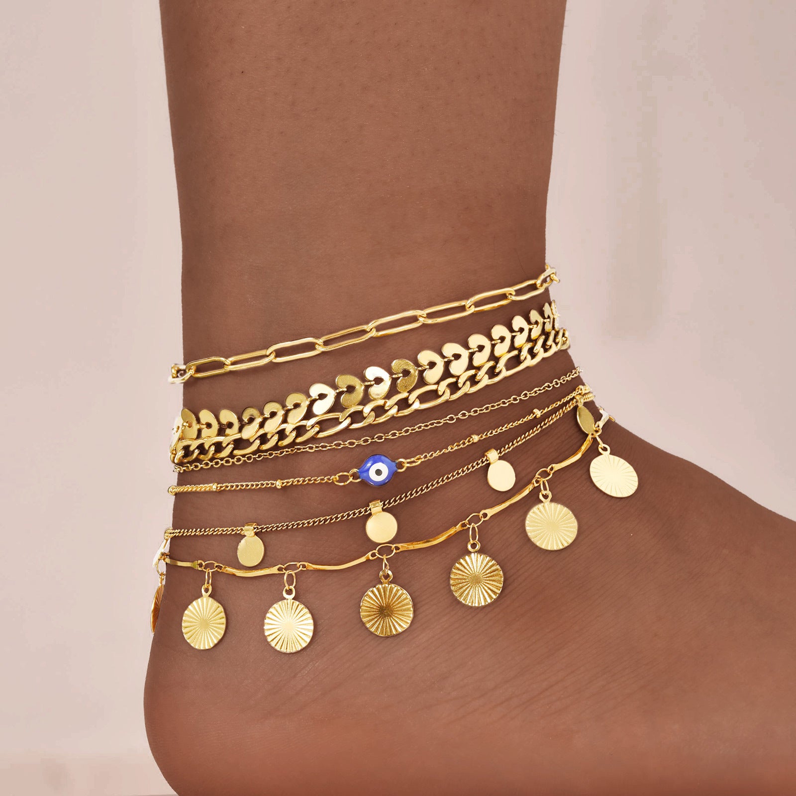 Wholesale Stainless Steel Geometric Anklet For Women Beach Style Fashion Jewelry Accessory