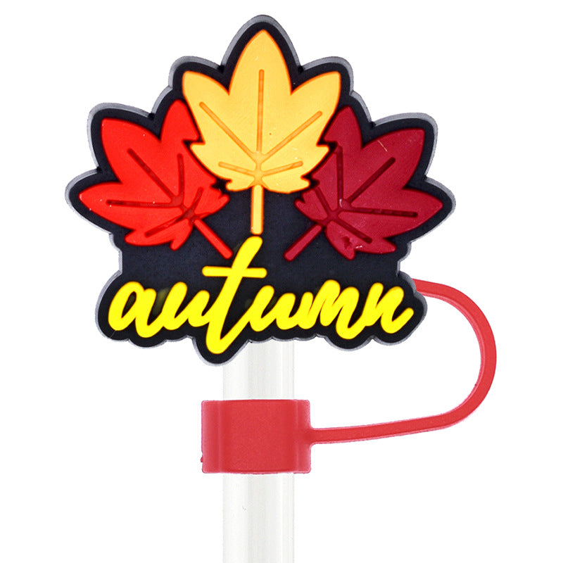 Wholesale Random 100pcs Thanksgiving 10mm Soft Glue Straw Plug Straw Tube Cap ACC-SCR-RYY069