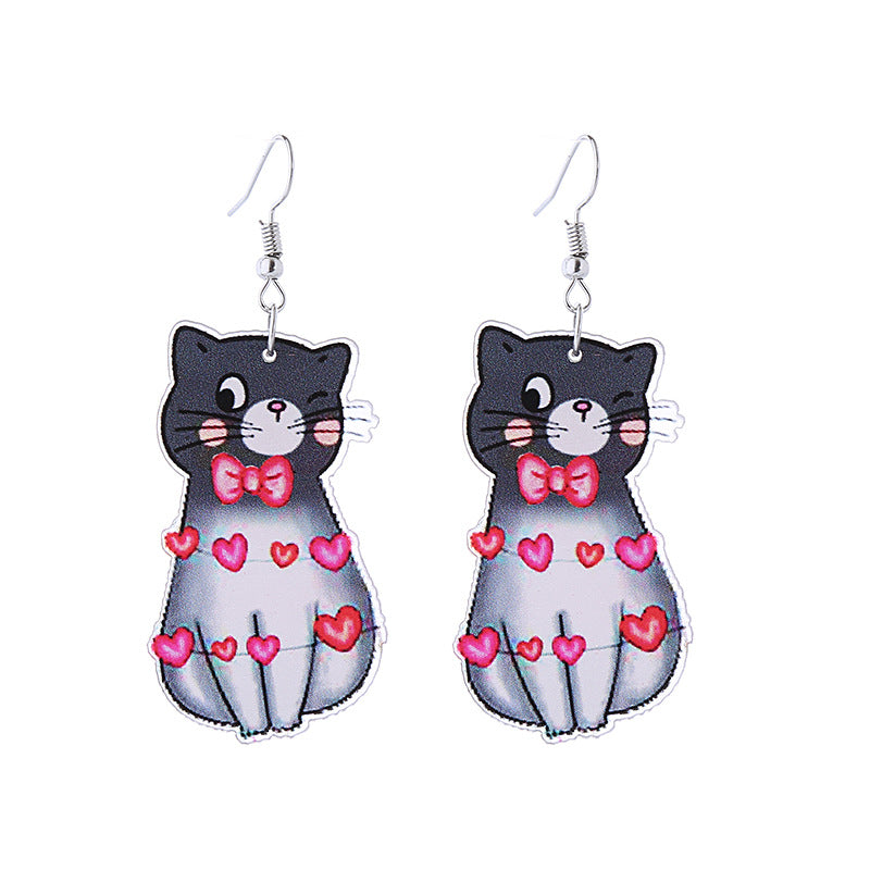 Wholesale Pink Valentine's Day Cat Envelope Double Sided Acrylic Earrings