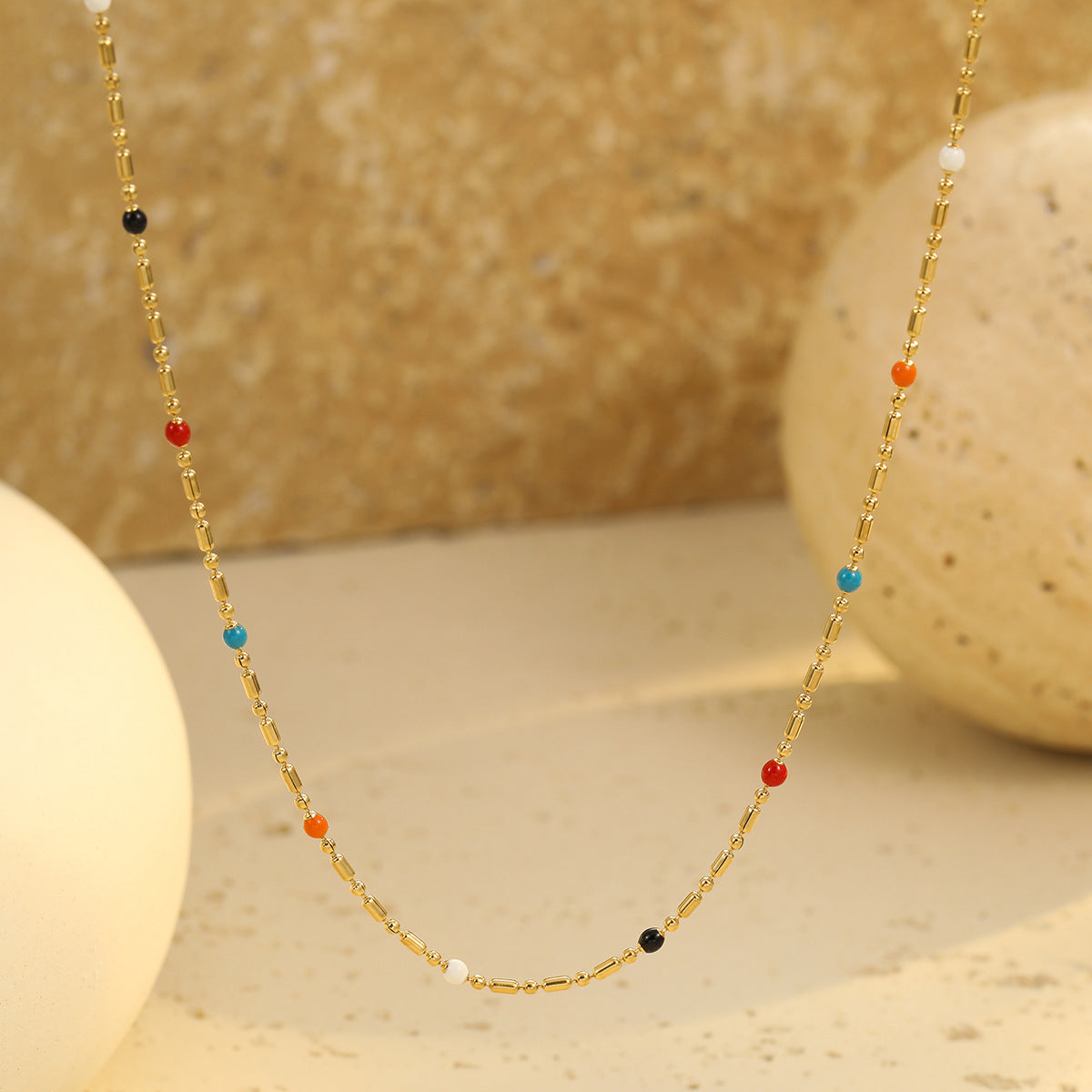 Wholesale stainless steel drop rice beads necklace