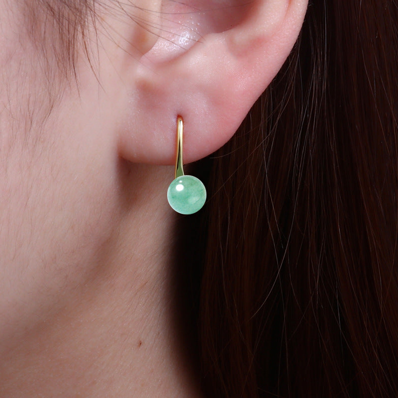 Wholesale  S925 Silver Green Chalcedony Earrings