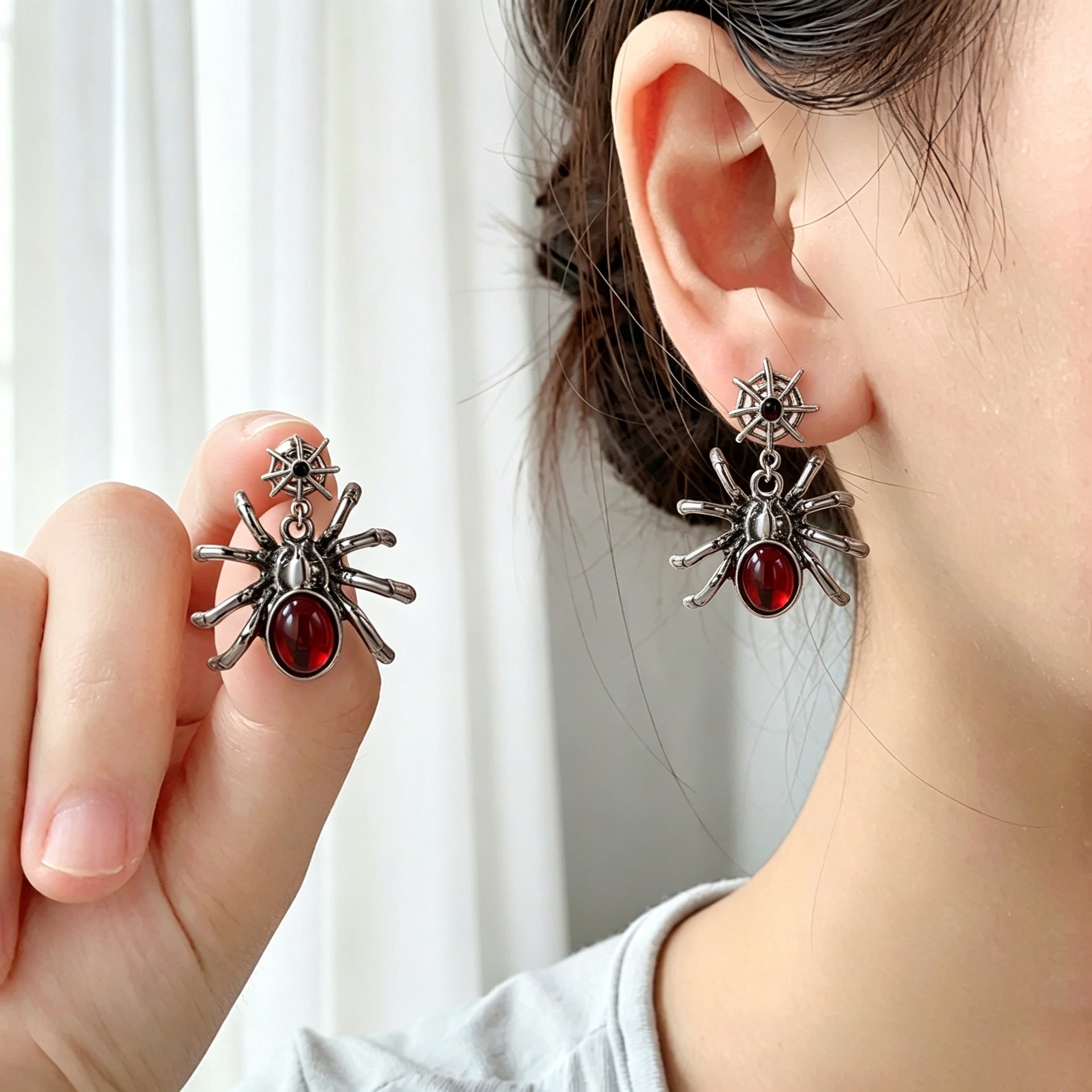 Wholesale Trendy Punk  Pendant Earrings Imitation Gemstone Jewelry Accessory for Party Boutique Resale
