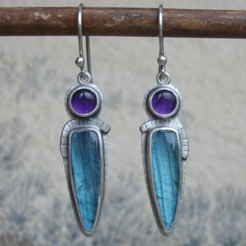 Wholesale Bohemian Retro Pear Shaped Earrings Silver Tone Alloy Fashion Jewelry for Party Boutique Resale