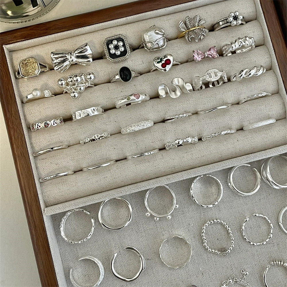 Wholesale 925 Silver Vintage Pearl Bow Plain Ring ACC-RS-Yues004