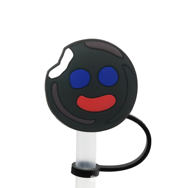 Wholesale 10pcs 7-8mm Cartoon Mexico Series Silicone Dustproof Straw Plugs Straw Tube Cap