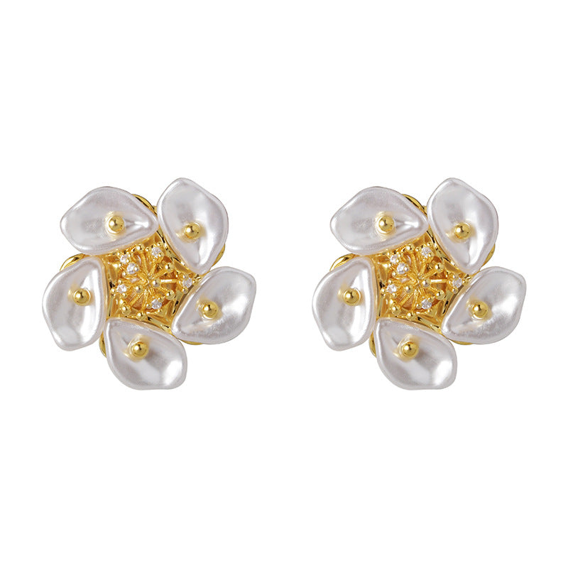 Wholesale  Baroque Pearl Flower Earrings
