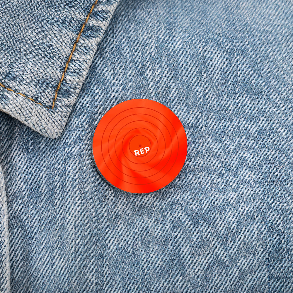 Wholesale  REP record shape red round alloy brooch