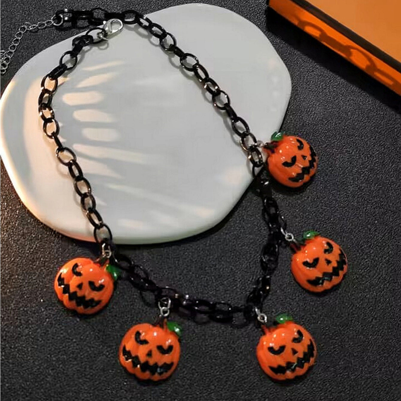 Wholesale Halloween Series Cute Pumpkin Pendant Metal Necklaces ACC-NE-JunJie008