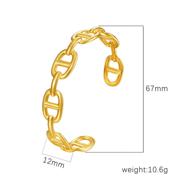 Wholesale Stainless Steel Open C Shape Bangle 18K Gold Plated Fashion Jewelry for Gift Boutique Resale