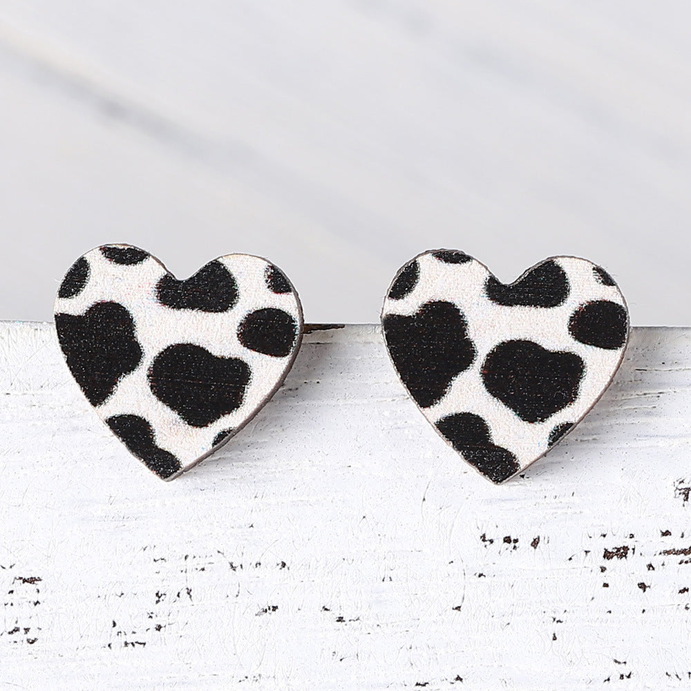 Wholesale western cowboy jewelry dairy love heart earrings