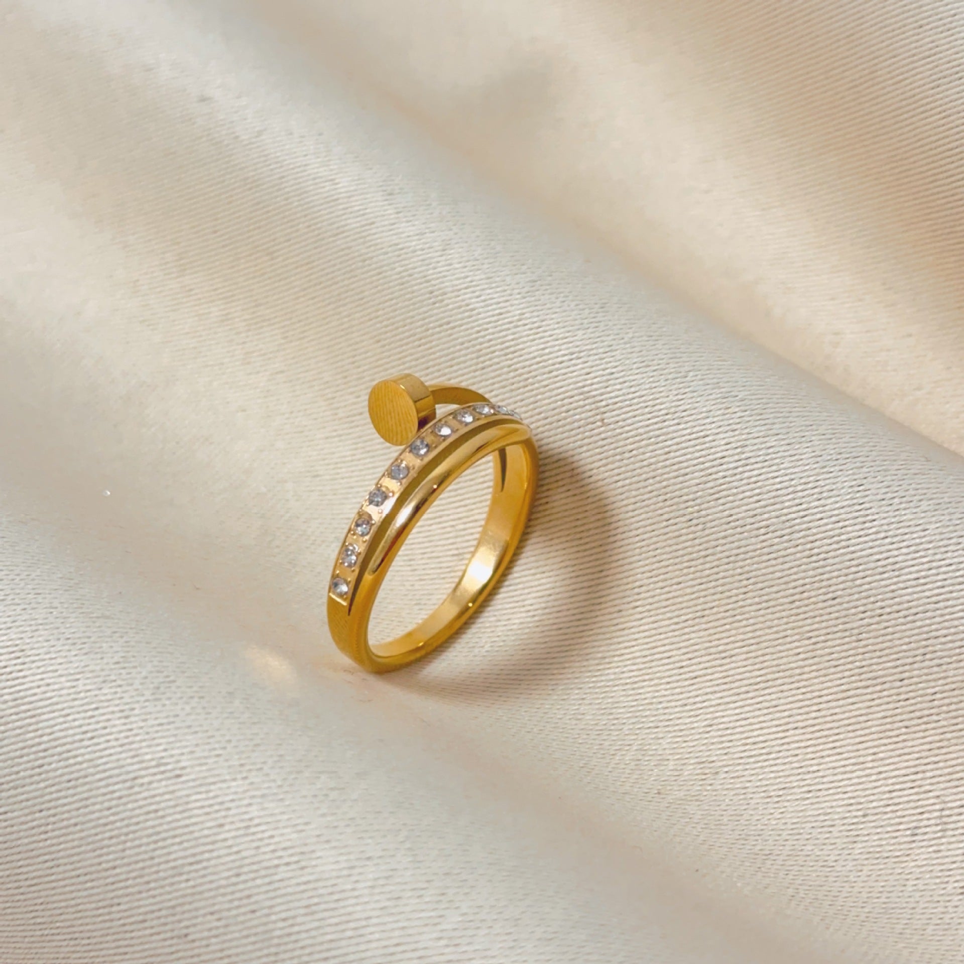 Wholesale  does not fade nail diamond ring titanium steel  ring